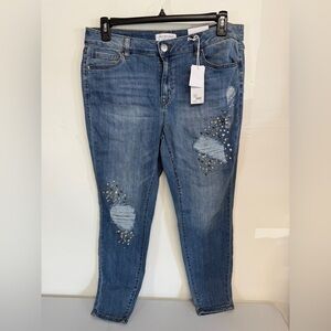 Lane Bryant Women’s Mid Rise Super Stretch Skinny Jeans Blue Size 16 Inseam 26”